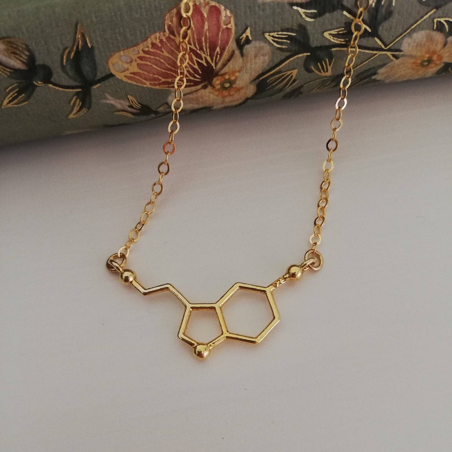 Serotonin necklace, science jewelry, science necklace