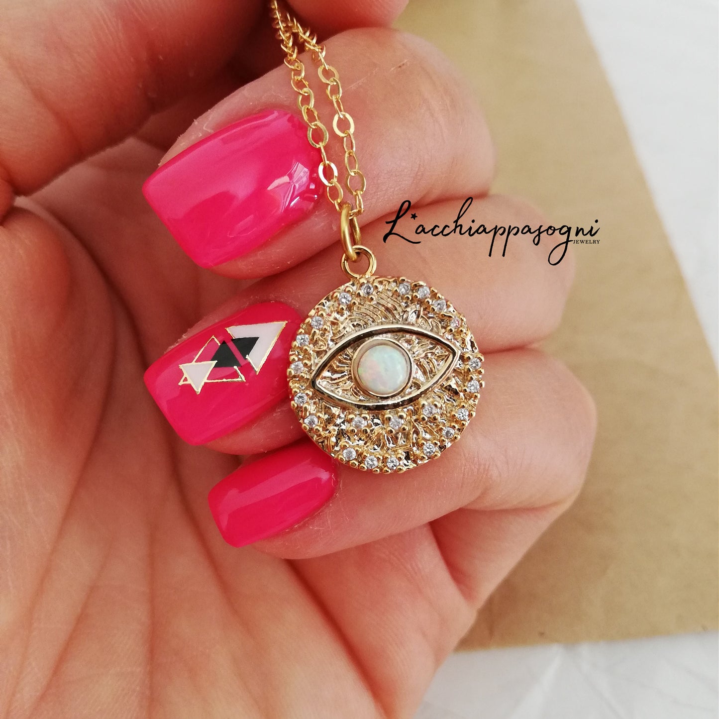 Collana moneta "Delphi-Evil Eye" con Opale