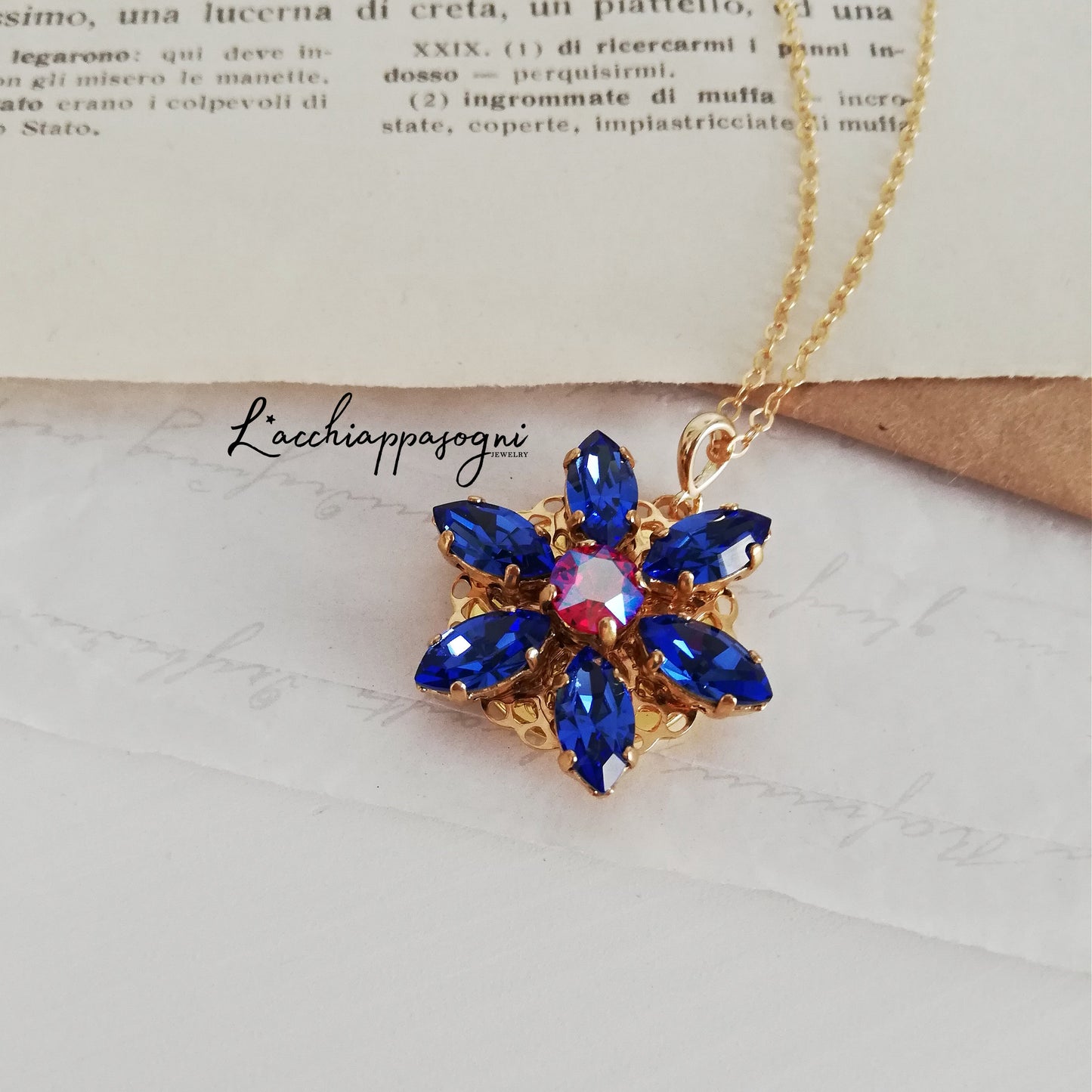 Anastasia ENGRAVED Necklace Together in Paris SAPPHIRE M