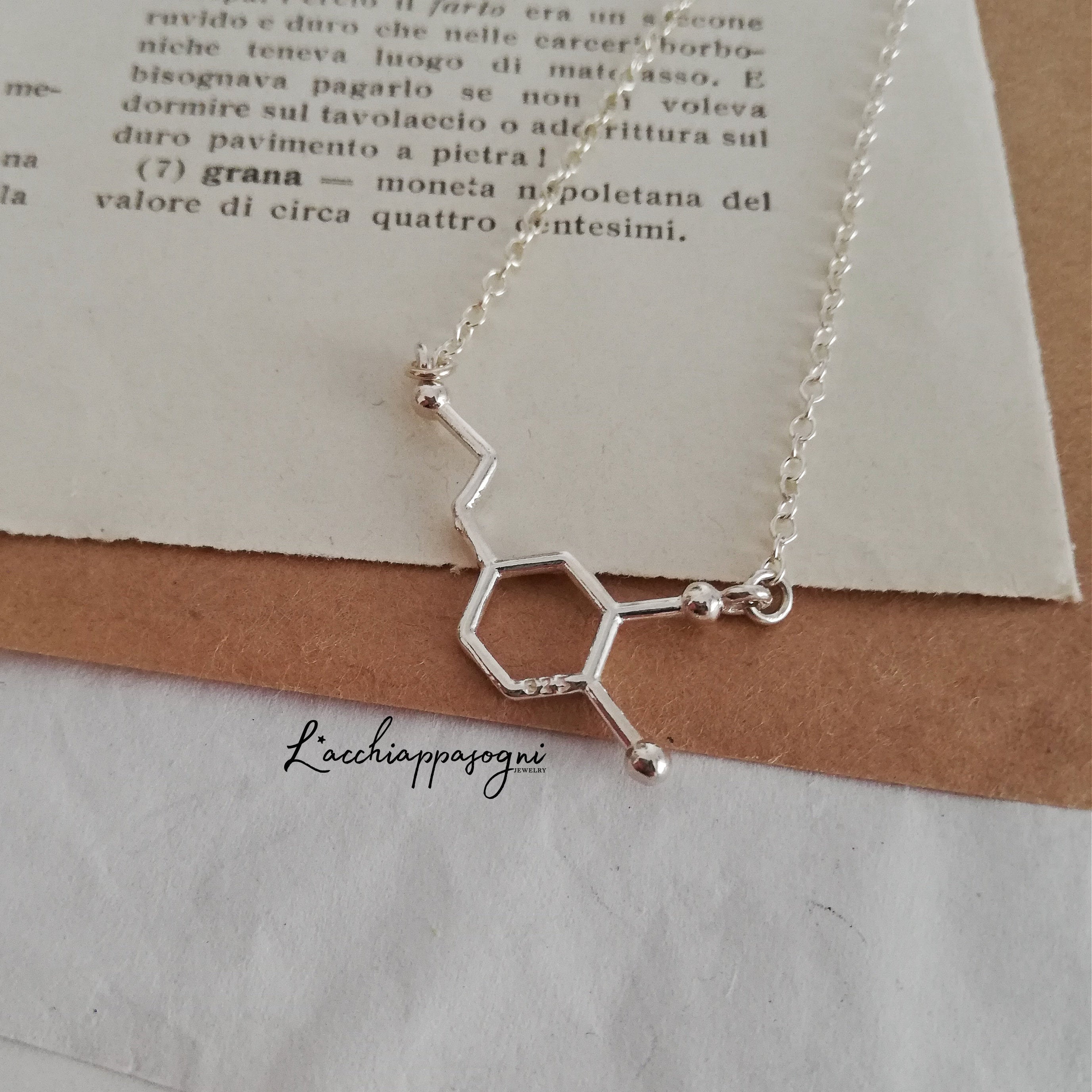 Earthbound Serotonin Molecule Necklace Bought new... - Depop